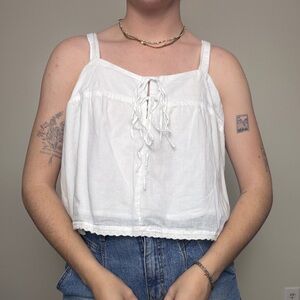 Natural Life 100% cotton lacy detail boxy tank top cottagecore feminine sz XL